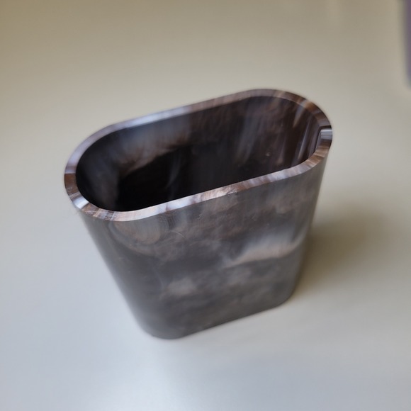 Crisloid Shaker Cup Vintage Backgammon Marbled Swirl Brown White Oval - Picture 1 of 6